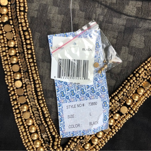 Raviya black sheer swim cover with gold beading detail size large - Picture 2 of 9